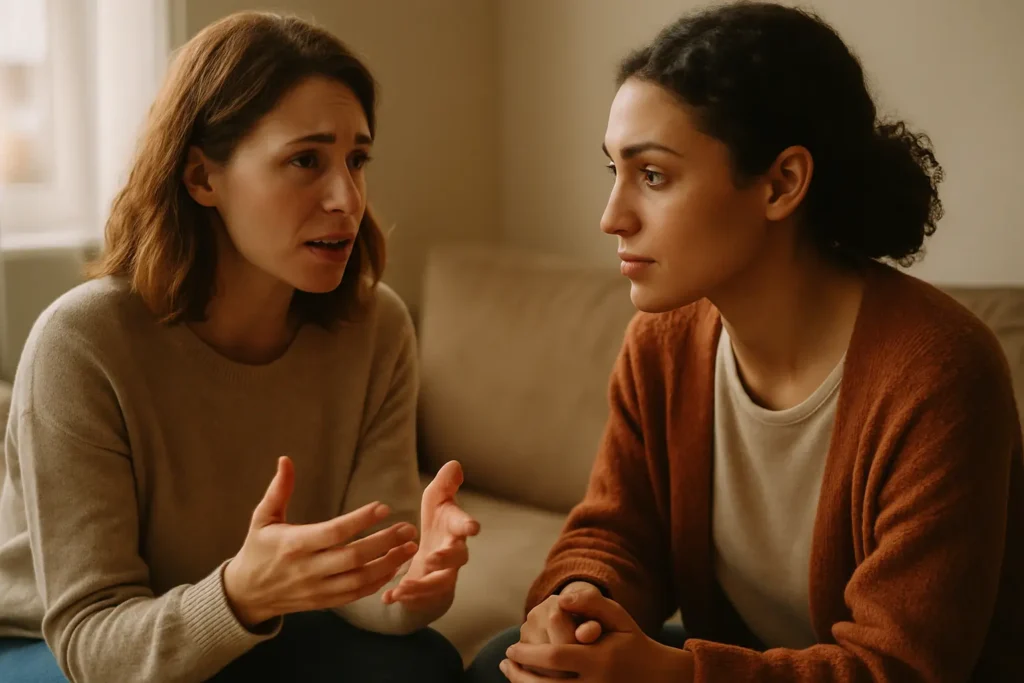 Two people building a healthy relationship through effective communication and empathetic active listening