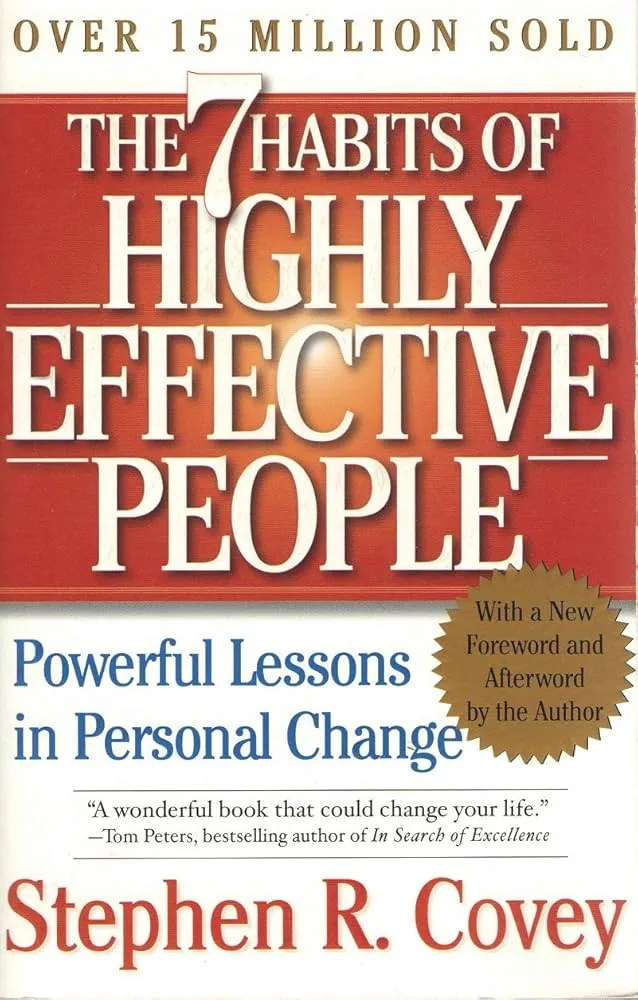 The book cover of "The 7 Habits of Highly Effective People" by Stephen R. Covey, a foundational book for personal effectiveness
