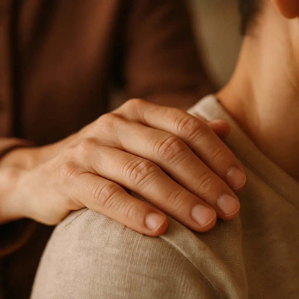 A person offering a comforting hand, demonstrating empathy and the Agreeableness personality trait