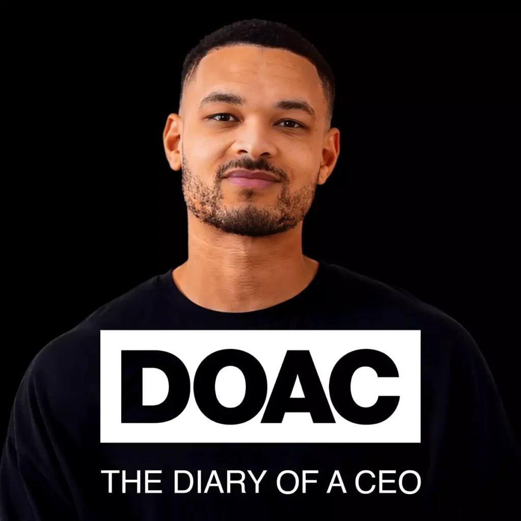 The logo for The Diary Of A CEO, a podcast with honest conversations about success