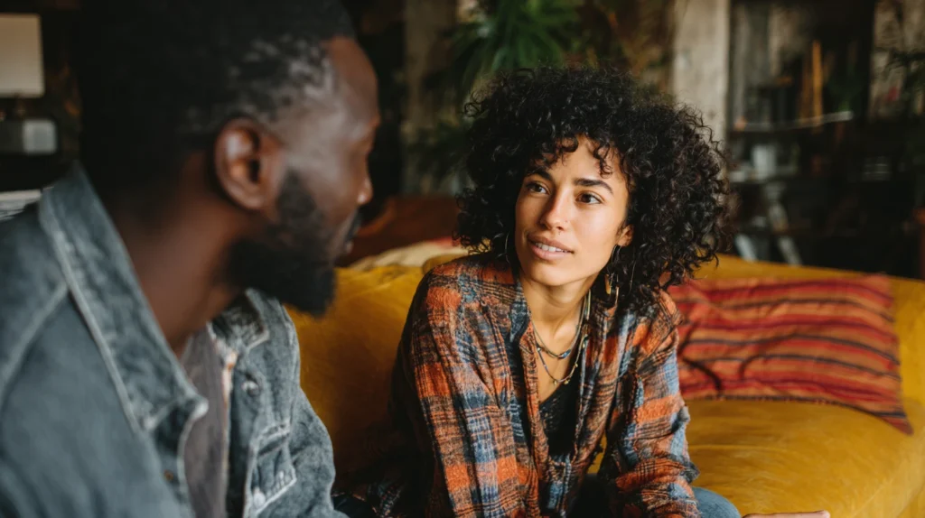 Two friends building a stronger relationship through empathetic communication and active listening