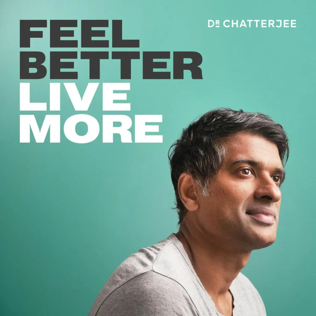 The logo for Feel Better, Live More, a practical podcast for health and well-being