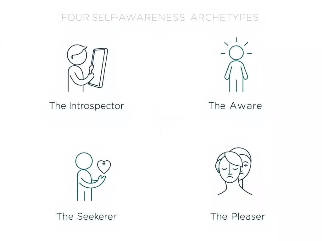 An infographic of the four self-awareness archetypes: Introspectors, Pleasers, Seekers, and the Aware.