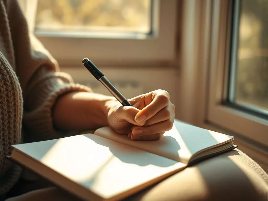 A person developing self-awareness by writing in a journal, a practical first step for personal growth.