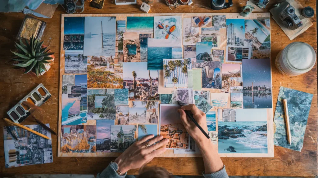 A person creating a vision board with inspiring personal goal examples for every area of life