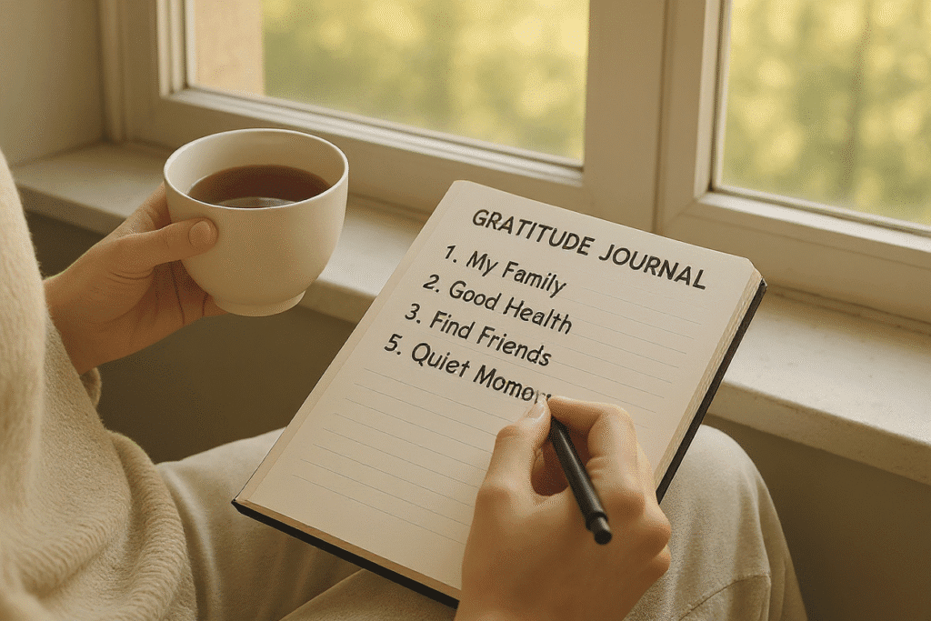 A person practicing self-care by journaling, an example of a personal development plan for well-being