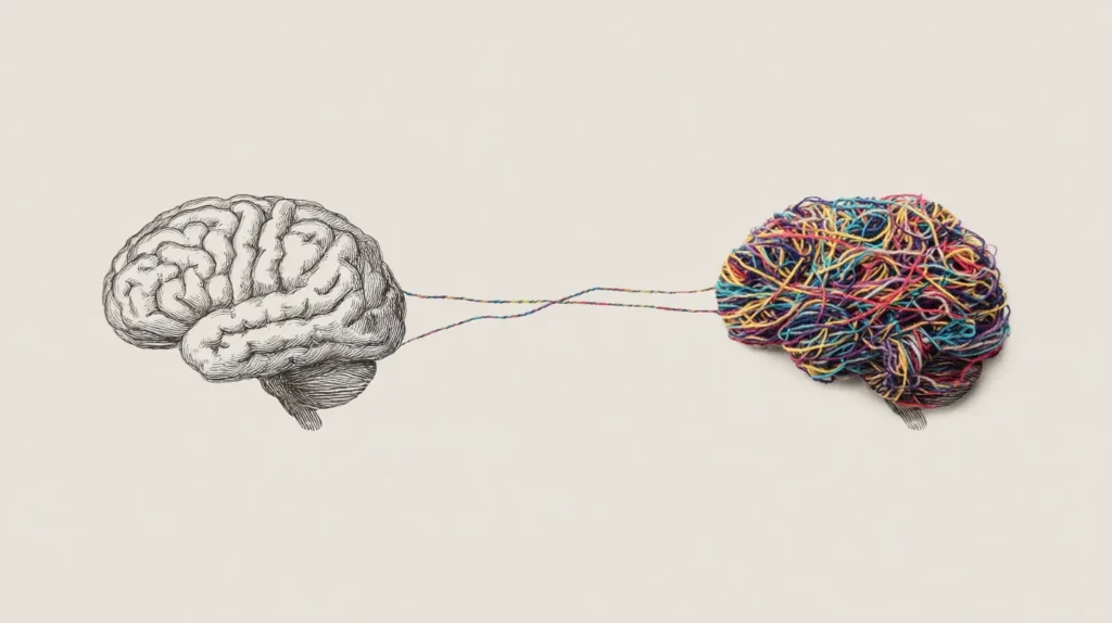 A conceptual image of a brain untangling a knot, symbolizing the process of understanding the psychology of procrastination.
