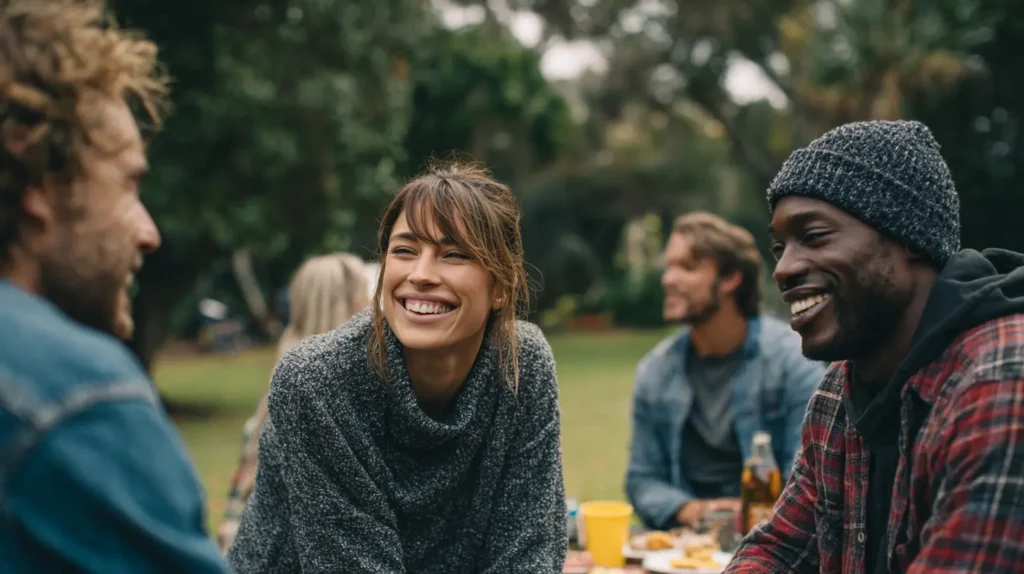 A group of friends enjoying a picnic, illustrating the importance of relationship and social goals