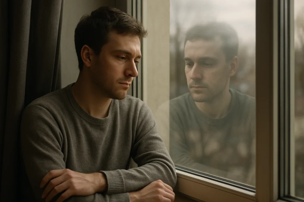 A person reflecting on their thoughts, representing Self-Awareness, the first component of emotional intelligence