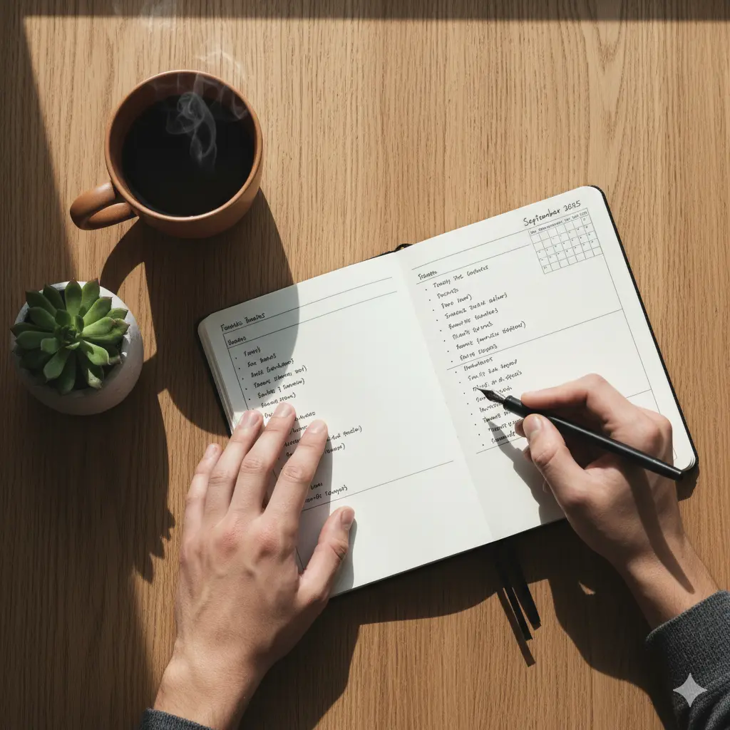 A person conducting their GTD weekly review, a key habit for maintaining an organized and trusted productivity system.
