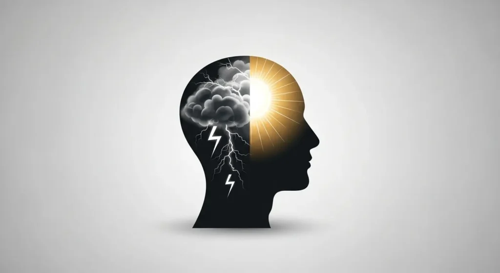 A conceptual image showing how to increase emotional intelligence by balancing emotional reactions with calm, rational thought.
