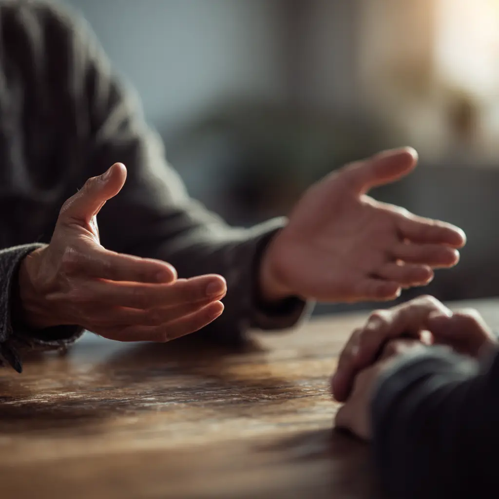 Two colleagues navigating a difficult conversation with empathy and respect, a key part of a successful performance review.