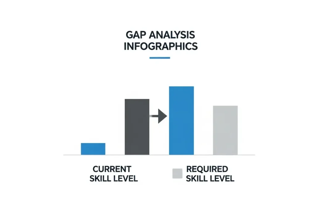 skills-gap-analysis-template A visual matrix demonstrating how to conduct a Skills Gap Analysis by comparing current competency levels against required levels.