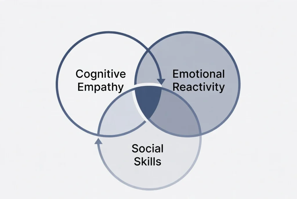 The Empathy Quotient Profile Matrix showing three profiles: The Detached Analyst, The Socially Hypersensitive, and The Balanced Connector based on cognitive and emotional scores.